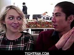 Step-sister Ava Sinclaire's steamy blowjob and assfucking surprise during Thanksgiving dinner