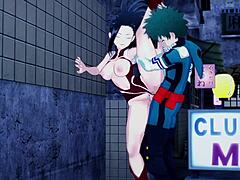 Mina Ashido and Momo Yaoyorozu join Izuku Midoriya for intense threesome in My Hero Academia hentai