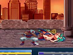 Muscaty,丰满的hentai游戏女王,在第二阶段面对多个敌人并被地操了